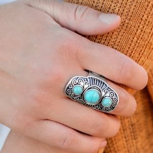 Stone oracle TURQUOISE STONE SILVER RING ADJUSTABLE SIZE 6-10 (NEW)